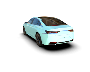 Beyaz arka planda bir araba. 3d oluşturma