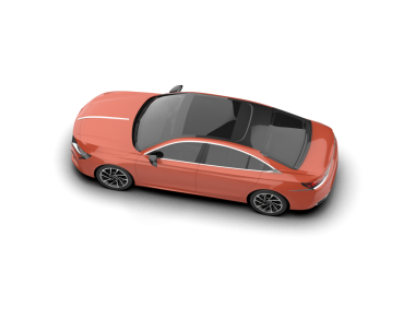 Gri arka planda gerçekçi kırmızı bir araba. 3d illüstrasyon.