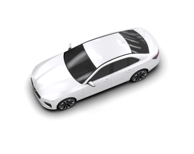 Beyaz arka planda beyaz, modern bir araba. Yan görünüş. 3d illüstrasyon.