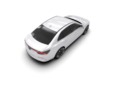 Beyaz arka planda izole edilmiş beyaz lüks araba.