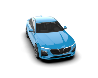 Beyaz zemin üzerinde izole edilmiş modern bir arabanın 3 boyutlu görüntüsü