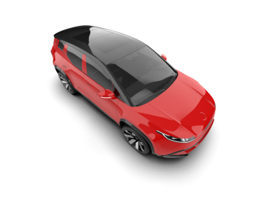 Beyaz bir arka plan üzerinde modern kırmızı araba