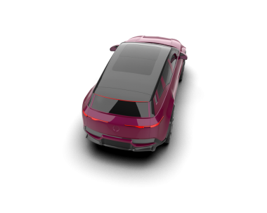 Beyaz sırtında genel bir çatısı olan 3 boyutlu bir araba.