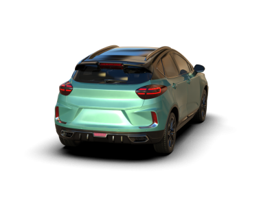 Beyaz arka planda modern elektrikli araba. 3d illüstrasyon