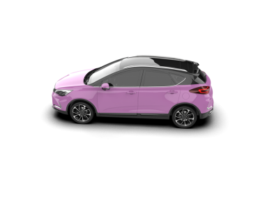 Beyaz arka planı olan pembe bir araba.