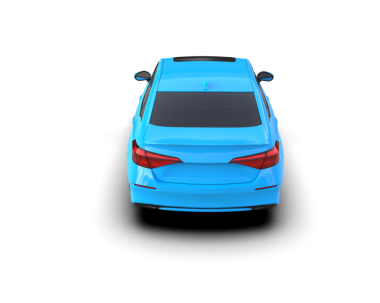 Beyaz arka planda, stüdyoda izole edilmiş bir arabanın 3 boyutlu görüntüsü.