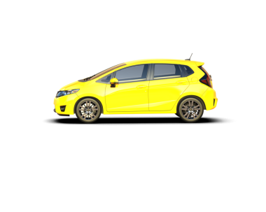 Beyaz arkaplanda sarı küçük araba.