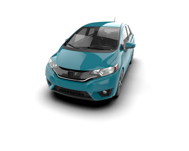 Modern mavi aile arabası beyazda izole edilmiş.