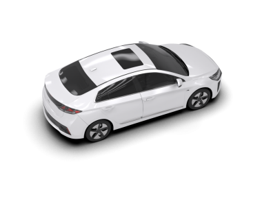 Modern beyaz araba gölgeli beyaz üzerine izole edilmiş. Yan görünüş. 3D görüntüleme. 3d illüstrasyon