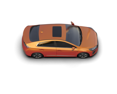 Modern turuncu araba beyaz arka planda izole edilmiş. 3 boyutlu.