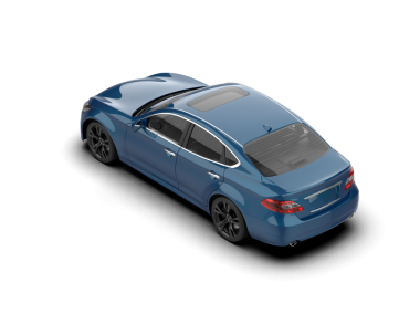 Beyaz arka planda izole edilmiş mavi lüks araba. 3d oluşturma.