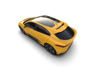 Stüdyoda izole edilmiş bir arabanın 3 boyutlu görüntüsü.