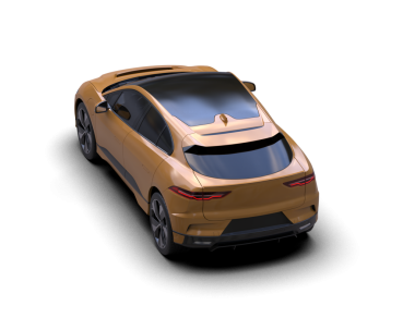 Arka planda lüks bir araba var. 3D görüntüleme - illüstrasyon