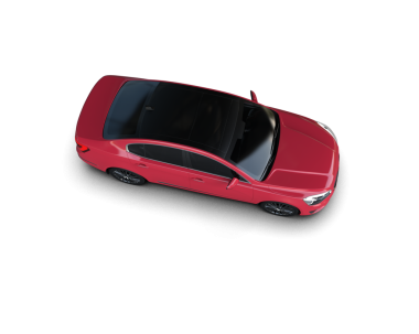 Beyaz arka planda uzun kuyruklu kırmızı modern araba.