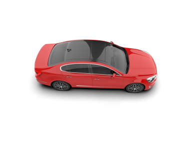 Kırmızı araba beyaz arkaplanda izole edildi. 3 boyutlu görüntüleme