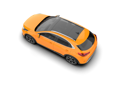 Gri arka planda turuncu modern araba. 3d oluşturma