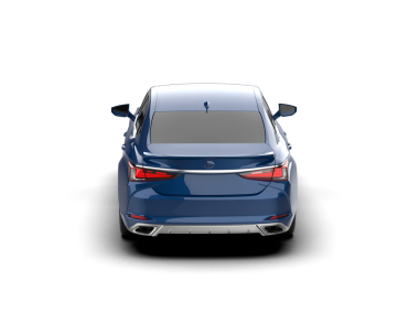 Mavi araba arka planda izole edilmiş. 3D görüntüleme - illüstrasyon