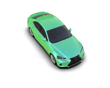 araba yeşil arkaplanda izole edildi