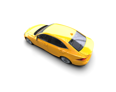 3 boyutlu sarı bir araba.