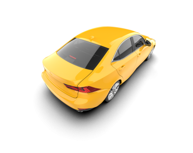 Beyaz arka planda sarı, modern bir araba. 3d oluşturma