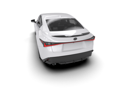 Modern araba arka planda izole edilmiş. 3D görüntüleme - illüstrasyon