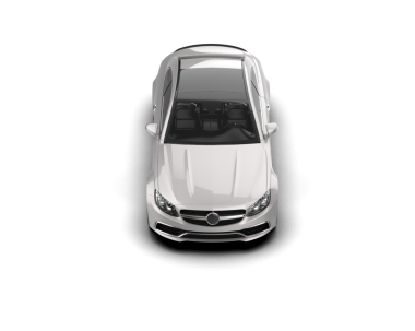 Beyaz arka planda bir araba. 3d oluşturma