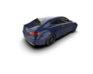 Stüdyoda siyah arka planda yansıtıcı bir arabanın 3 boyutlu görüntüsü.