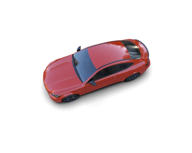 Stüdyoda 3 boyutlu kırmızı bir arabanın çizimi.