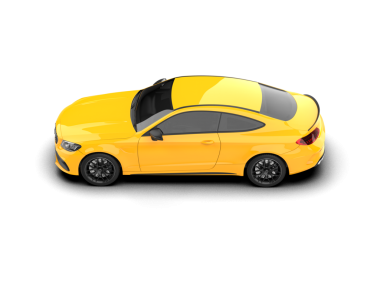 Beyaz arka planda modern sarı araba.