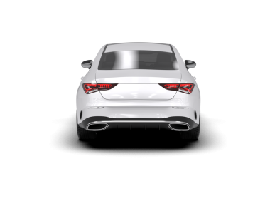 Beyaz arka planda izole edilmiş beyaz modern araba.