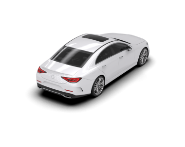 Beyaz arka planda izole edilmiş bir araba. 3d illüstrasyon