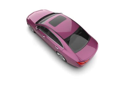 3 boyutlu illüstrasyon. Kırmızı arka planı olan modern bir araba.