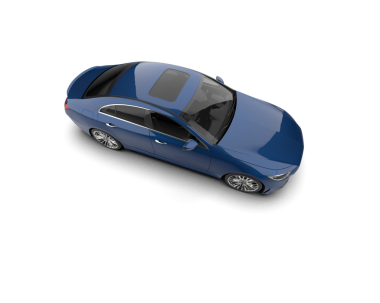 Mavi modern araba beyaz arka planda izole edilmiş. 3d oluşturma