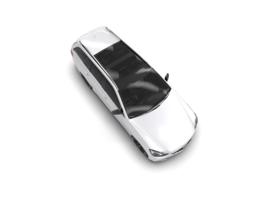Beyaz arkaplanı olan 3 boyutlu bir araba.