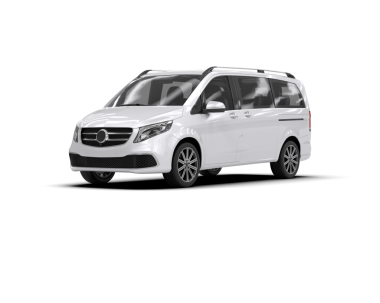 Siyah arkaplanı olan beyaz lüks bir minicar.