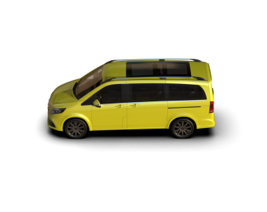 Gri arka planda izole edilmiş modern sarı minivan. 3 Boyutlu Hazırlama