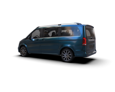 Mavi minibüs siyah arka planda izole edilmiş. minibüs - arka plan