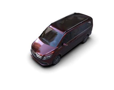 Siyah bir grupta yansıtıcı kırmızı bir arabanın 3 boyutlu görüntüsü