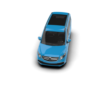 Minicarlı mavi bir minivan. 3D görüntüleme - 3d illüstrasyon.