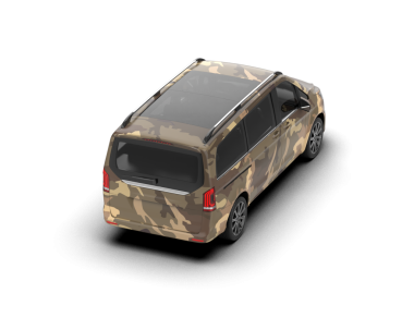 Beyaz arka planda küçük bir araba. 3D görüntüleme 3D oluşturma.