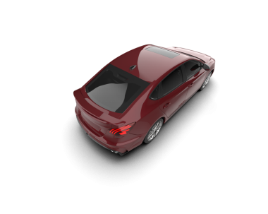 Kırmızı araba beyaz arka planda izole edilmiş. 3d illüstrasyon