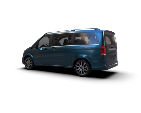 Mavi minibüs siyah arka planda izole edilmiş. minibüs - arka plan