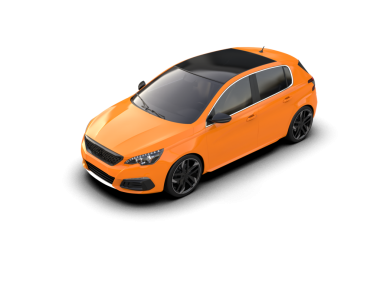 turuncu modern araba. Beyaz arka planda izole edilmiş. 3d oluşturma