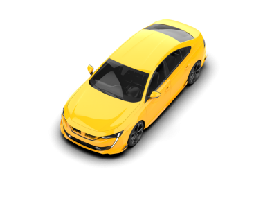 Beyaz arka planda sarı modern araba