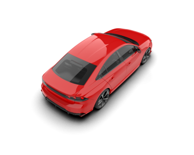 Kırmızı araba beyaz arka planda izole edildi