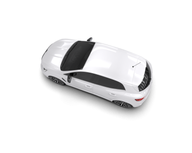 Beyaz arka planda uzun bir gölgesi olan beyaz spor araba.