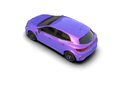 Beyaz arkaplanda izole edilmiş bir arabanın 3 boyutlu görüntüsü - 3 boyutlu illüstrasyon