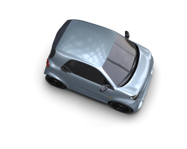 Siyah arka planda izole edilmiş gümüş bir araba. 3d oluşturma