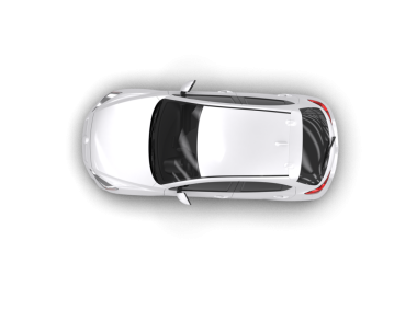 Modern araba tepeden aşağıya doğru görünüyor. 3d oluşturma