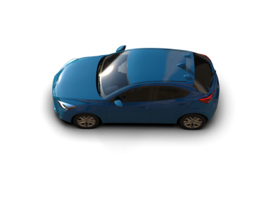 Modern mavi araba gri bir arka planda izole edilmiş. 3d oluşturma